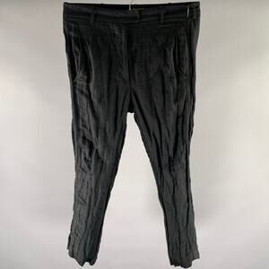 ANN DEMEULEMEESTER Size 31 Black Wrinkled Rayon Cotton Casual Pants